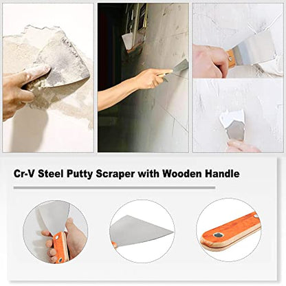 Utoolmart Putty Scraper 2.5" Cr-V Steel Stiff Putty Knives with Plastic Handle for Taping Paint Wall Floor Tile 2Pcs - size: 2.5 inch