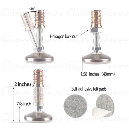 HUAYY Furniture Levelers Swivel Feet,Angle Height Adjustable(3/8-16 Nut Inserts Kits-4 Sets),Heavy Duty Leveling Legs for Table Chairs Cabinets Sofa,with High-Density Self-Adhesive Felt Pads - size: 3/8-16 Kits-4 Sets