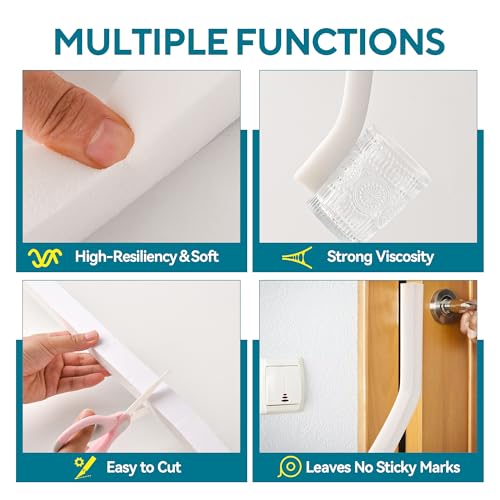 3 Rolls High Density Air Conditioner Window Seal 1" W x 1" T, Strong Adhesion Thick Foam Tape White Insulation Foam for Windows, Doors (Total 19.5 FT Long) - color: White-19.5FT
