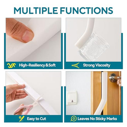 3 Rolls High Density Air Conditioner Window Seal 1" W x 1" T, Strong Adhesion Thick Foam Tape White Insulation Foam for Windows, Doors (Total 19.5 FT Long) - color: White-19.5FT