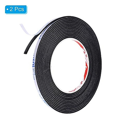 PATIKIL 5m/16.4ft Sealing Foam Tape, 2 Rolls 5mm Wide 2mm Thick Single Sided Weather Stripping Door Seal Strip for Window Door Insulation, Black - size: 5mx5mmx2mm