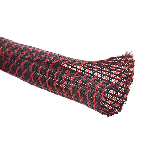 Alex Tech 10ft - 1/2 inch Cord Protector Wire Loom Tubing Cable Sleeve Split Sleeving For USB Power Cord Audio Video Cable – Protect Cat From Chewing Cords - Blackred - color: Blackred, size: 1/2"-10ft
