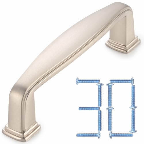 KOOFIZO 30 Pack 3 Inch Brushed Nickel Kitchen Cabinet Pulls Satin Silver Cabinet Handles Nickel Cabinet Hardware for Kitchen Cabinets 1817 Drawer Dresser Cupboard Bedroom - color: Brushed Nickel, size: 3" CC - 30Pcs