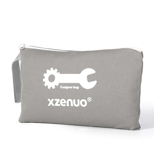 Small Tool Bag, 16oz 12 inch Tool Pouches with Zipper, Canvas Storage Bags for Travel Work Motorcycle Car Tools Pencils Men, Grey - color: Grey