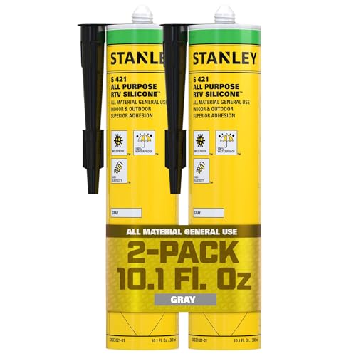 Stanley S421 All-Purpose RTV Silicone Sealant (2 x 10.1 fl.oz.) – 100% Waterproof Gray Caulk | Industrial-Grade Silicone for Kitchen, Bathroom, Shower, Window, Door, Indoor & Outdoor Use | 2 Pack - color: Grey, size: 2 Pack