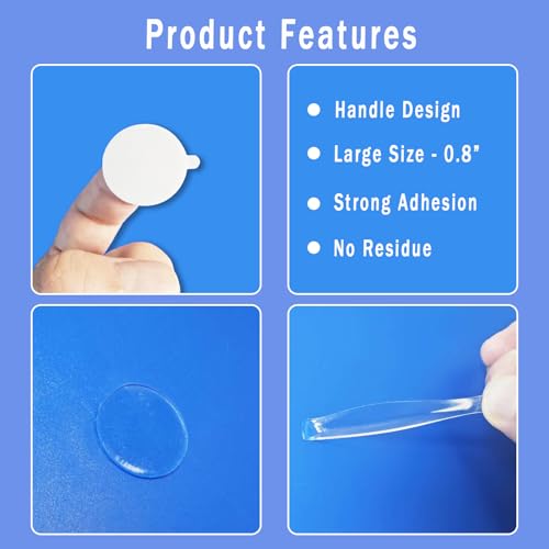 Double Sided Sticky Dots with Pull Tab, 0.79" Adhesive Sticky Tack Tape, Clear Museum Putty Sticky Glue for Wall Hanging, Crafts, Balloons, Poster, Decorations No Residue, 126 Dots - size: 0.8"-126pcs