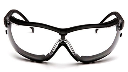 Pyramex V2G Safety Glasses, Black Frame/Amber Anti-Fog Lens - color: Black Frame/Clear Anti-fog Lens