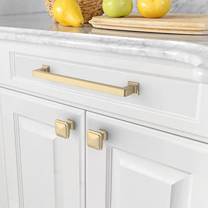 Amerdeco 10 Pack Brushed Brass Cabinet Pulls 7 Inch Hole Centers Kitchen Cabinet Handles Cabinet Hardware Kitchen Handles for Cabinets Cupboard Handles Drawer Pulls ZH0019 - color: Brushed Brass, size: 7"/177MM Hole Center