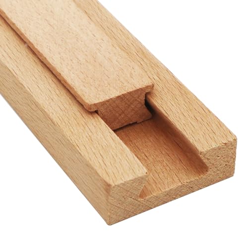 Wood Drawer Slides 4PCS 16 Inch Wooden Drawer Rails Classic Wood Center Guide Track with Metal Slide Glides Bracket Drawer Glides Rails Replacement Kit