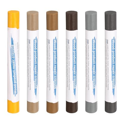 HARFINGTON Wood Filler Sticks 6 Colors Wooden Wax Touch Up Furniture Repair Crayons for Lemon Yellow, Pink Oak, American Yellow Oak, English Gray, Dark Iron Gray, Medium Brown - color: Lemon Yellow Series