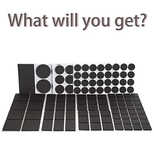 Non Slip Furniture Pads - Round, Square, Rectangle, Furnigear Premium 129 Pieces Furniture Grippers Chair Leg Pads Self Adhesive Rubber Chair Feet- Anti Scratches Furniture Pads for Hardwood Floors - size: Mix 129pcs-Round, Square, Rectangle