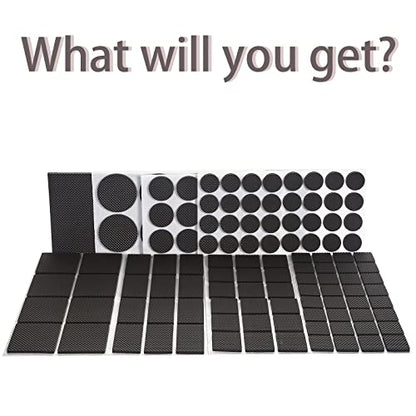 Non Slip Furniture Pads - Round, Square, Rectangle, Furnigear Premium 129 Pieces Furniture Grippers Chair Leg Pads Self Adhesive Rubber Chair Feet- Anti Scratches Furniture Pads for Hardwood Floors - size: Mix 129pcs-Round, Square, Rectangle
