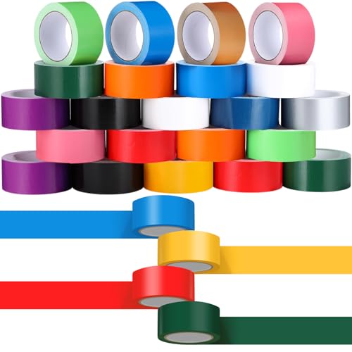 Fainne 24 Pack Colored Duct Tape Bulk 20 Yards x 2 Inch Heavy Duty Waterproof Colorful Decorative Duct Tape Multi Purposes No Residue Tear by Hand for DIY Indoor Outdoor Use - color: Colorful, size: 20 Yards X 2 Inches