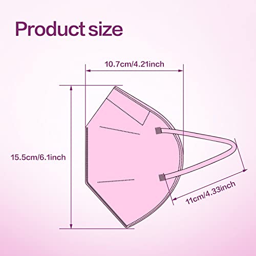 Miuphro Multiple Colour KN95 Face Mask 50 Pcs, 5 Layers Safety KN95 Masks, Disposable Masks Respirator for Outdoor(Pink,Blue,Red,Purlpe,Grey) - size: 1 Count (Pack of 50)