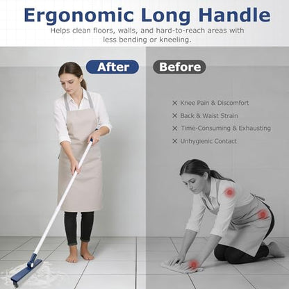 IVYROLL Grout Brush with Long Handle, Grout Cleaner Brush for Tile Floors, Stiff Bristles for Crevice, Tile Line, Shower, Kitchen, Bathroom - color: Blue