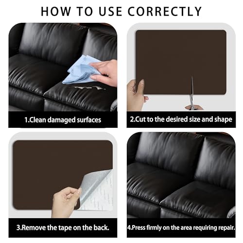 Self Adhesive Leather Repair Patch,8x12 inch Vinyl Repair Kit,Leather Repair Kit for Furniture,Car Seat,Couch,Office Chair, 2 Pcs Dark Brown - color: Dark Brown, size: 8*12inch