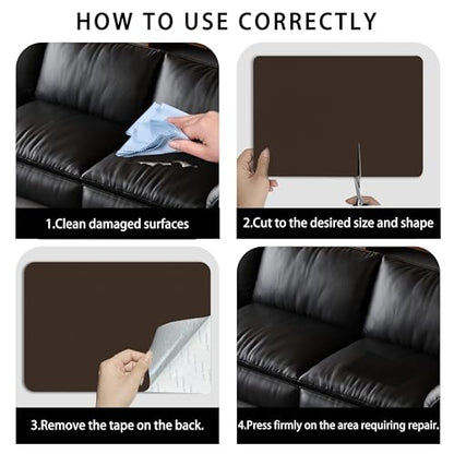 Self Adhesive Leather Repair Patch,8x12 inch Vinyl Repair Kit,Leather Repair Kit for Furniture,Car Seat,Couch,Office Chair, 2 Pcs Dark Brown - color: Dark Brown, size: 8*12inch