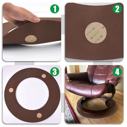 Non Skid Rubber Furniture Pads for Recliners,Furniture Grippers, Gripper Pads,Anti Slide Furniture Pads Hardwood Floor Protector,Fits Recliners,Swivel Chairs,Brown Solid Pad (25.2’’ Outside Diameter) - size: R-Coffee-H-25.2"