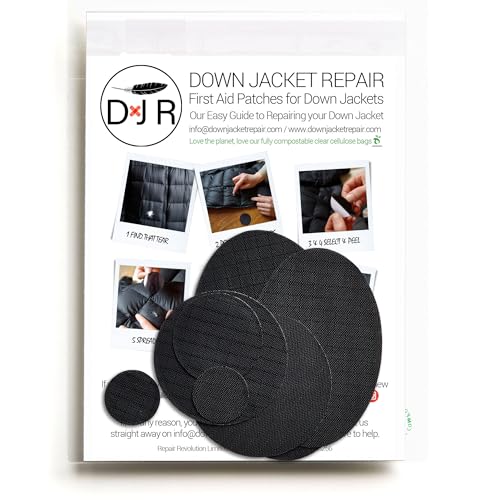 Down Jacket Repair Patches - Self-Adhesive Down Jacket Repair Patches | Waterproof, Tear-Resistant, Pre-Cut Patches | 7-Piece Set for Outdoor Gear, Sleeping Bags & Tent - color: Black