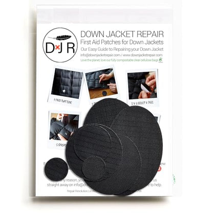 Down Jacket Repair Patches - Self-Adhesive Down Jacket Repair Patches | Waterproof, Tear-Resistant, Pre-Cut Patches | 7-Piece Set for Outdoor Gear, Sleeping Bags & Tent - color: Black