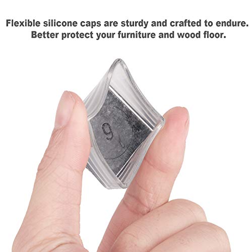 Anwenk 1''x1" Square Chair Leg Floor Protectors with Felt Pads 1inch 1 in Square Table Leg Protectors Chair Leg Caps Small, 16Pack,Clear - color: 16pack 1"x1"feltpad