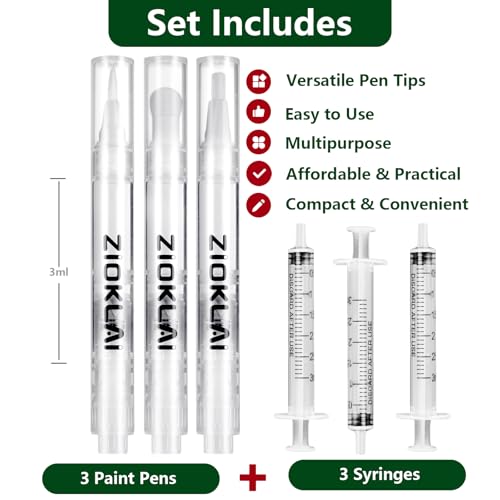 Touch Up Paint Pen 6PCS Set 3 Paint Touch Up Pens Fillable with Pointed, Round & Flat Tips Brushes Ideal for Wall Repair Window Wood Furniture Cabinet