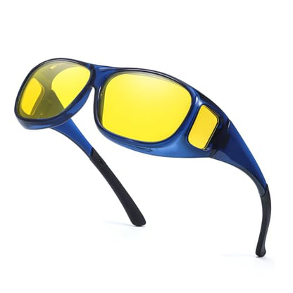 Myiaur Night Vision Glasses for Men Women, Polarized Fit Over Wrap Around Driving Glasses, Anti Glare and UV400 Protection - color: A02 Transparent Blue/ Yellow Night Vision Glasses