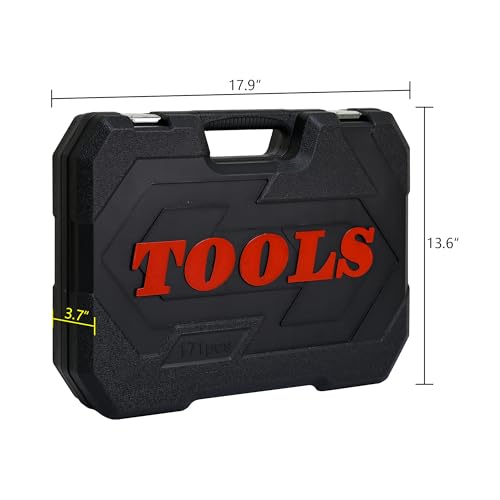 【LuckyNote】Tool Set - Socket and Ratchet Wrench Toolbox, 171pcs Tool Box, Universal Home Car Repair Tool Set, Perfect for Homeowners, DIY Enthusiasts, and Mechanics,17.91x13.58x3.74 Inch - style: 171pcs