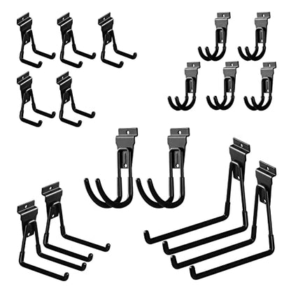 16 Pack Slatwall Hooks, Slatwall Accessories for Garage Storage, Heavy Duty Slat Wall Hanger(Black) - style: 16PC Assortment-B