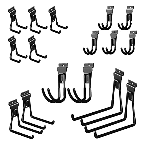16 Pack Slatwall Hooks, Slatwall Accessories for Garage Storage, Heavy Duty Slat Wall Hanger(Black) - style: 16PC Assortment-B