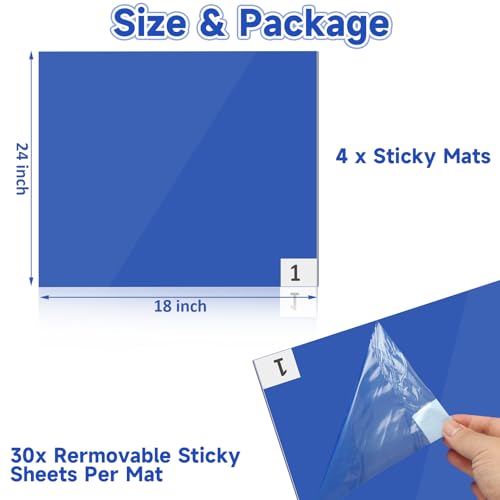 SHUESS 120 Sheets Sticky Mats for Shoes, 18x24 inch Sticky Mat, Tacky Surface for Dust and Dirt Removal from Shoes and Wheels in Labs, Homes, Construction