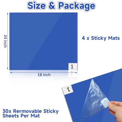 SHUESS 120 Sheets Sticky Mats for Shoes, 18x24 inch Sticky Mat, Tacky Surface for Dust and Dirt Removal from Shoes and Wheels in Labs, Homes, Construction