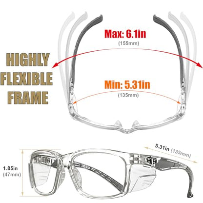 HTS HUNTERSKY E60 Anti-Fog Safety Glasses with Side Shields ANSI Z87 Eye Protection for Men Women Lab Chemistry Goggles DIY - color: Clear & Clear