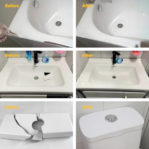 Tub Repair kit White, Enamel, Fiberglass, Ceramic, Tub Tile Toilet Shower Kit,Porcelain Sink chip Filler Acrylic Bathtub Repair Kit for Cracks Chips Dents Holes Scratches Patch and Repairs Chips