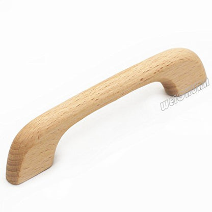 WEICHUAN 10PCS Wood Unfinished Drawer Knobs Pulls Handles - Replacement Kitchen Cabinets Furniture Dresser Wardrobe Cupboard Drawer Pulls Handles(Total Length: 5" Hole-to-Hole Distance: 4")