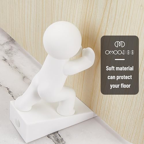 Cute Door Stopper Wedge, Non-Slip Door Stops for Bottom of Door, Keep Doors Open for Kids Pets, White 1 Pack (Patented)