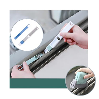 Magic Window Track Cleaning Tools Set, Window Sill Track Cleaner Tools, Clean Scraper, 3Pcs Cleaning Brush and 6Pcs Replacement Cloth, 2Pcs Clean Brush