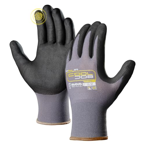 COOLJOB 36 Pairs Safety Work Gloves Microfoam Nitrile Rubber Coated, Seamless Knit Nylon Gloves with Full Fingers Touchscreen, Grip Nitrile Dipped, Ideal for Warehouse, Home Improvement, Grey Medium - size: Medium, style: 36 Pairs