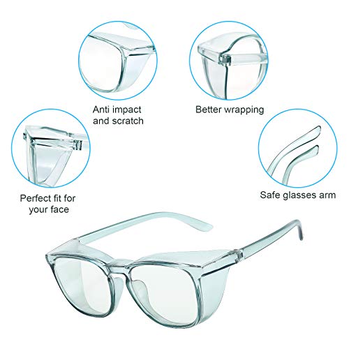 Stylish Safety Glasses Goggles for Women Girls Anti-fog Glasses Protective Eyewear Clear Glasses - color: 2 Pack: Blue +Tortoise