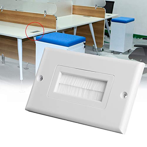 1pc Brush Wall Plate Multi-Function Single Port Cover Outlet Wall Mount Multimedia Panel White
