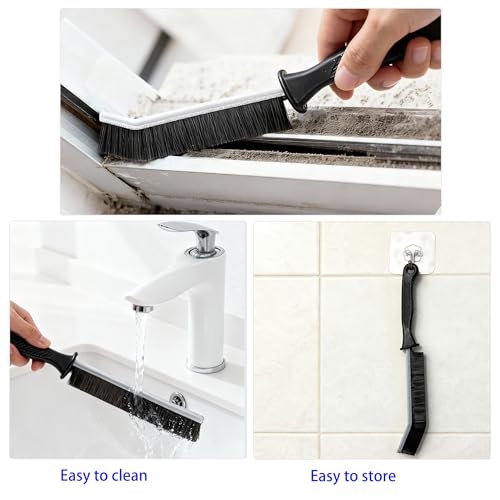 7 Pcs Hard Bristle Crevice Cleaning Brush Set - for Grout, Tight Spaces & Gap Cleaning, Deep Reach Narrow Scrubber Tools for Bathroom Tiles, Kitchen Sink, Window Tracks & Car Vents, Home Essentials