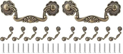 Uenhoy 6 Pcs 3 Inch Bail Handle Drop Pulls Vintage Drop Bail Drawer Pulls Antique Bronze Cabinet Pull Handles (3" Hole Spacing, 4" Total Length) (Pack of 2) - size: 3 Inch Hole Spacing (Pack of 2)