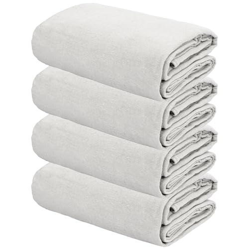 Set of 4 Renewable Cotton Drop Cloth, All Purpose Thick Waterproof Reusable tarp, Drop Cloth Curtains, Cotton Polyester Blend Paint Couch Cover for Painter Furniture & Floor Protection(9x12 FT) - color: Natural, size: 9 x 12 ft