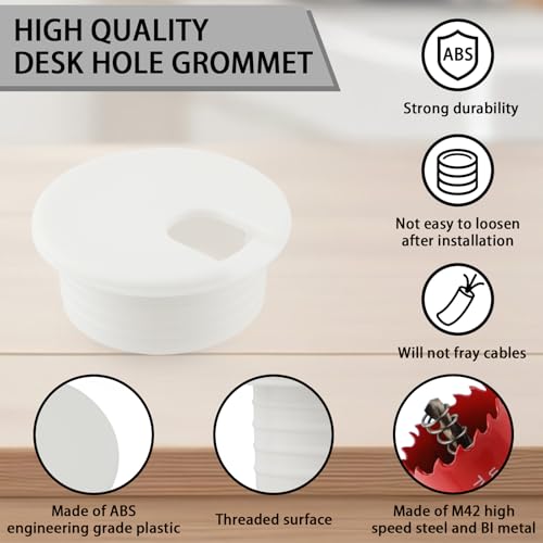 1.5 Inch(38mm) Desk Grommet,13 Pieces Cable Grommet, Desk Hole Cover for Cables with Hole Saw,Plastic Cable Cord Wire Hole Cover for Desk, Table,Cabinet,Countertop and Other Furniture(Whitek) - size: 1.5IN/38mm White-U