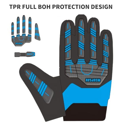 Anti-Vibration Work Gloves Men,Cut Resistant Safety Impact Glove,Heavy Duty,TPR Protection,Touchscreen,Extra Large,Blue+Black - color: Blue+black, size: X-Large
