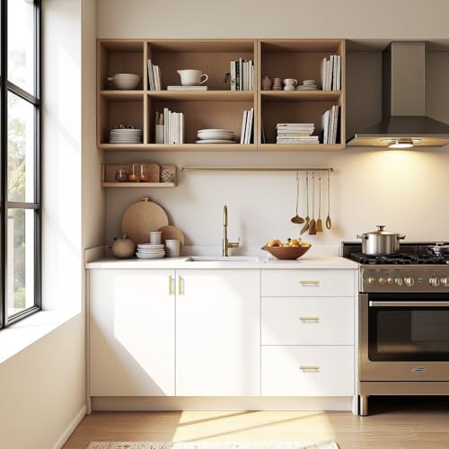 Probrico 5 Pack Hole Centers (64mm) 2-1/2inch Gold Kitchen Cabinet Handles Stainless Steel Polished Gold Cabinet Pulls Round T Bar Pull Handle for Cabinets and Drawers Total Length 4inch(100mm) - color: Gold, size: Hole Centers: 2-1/2"