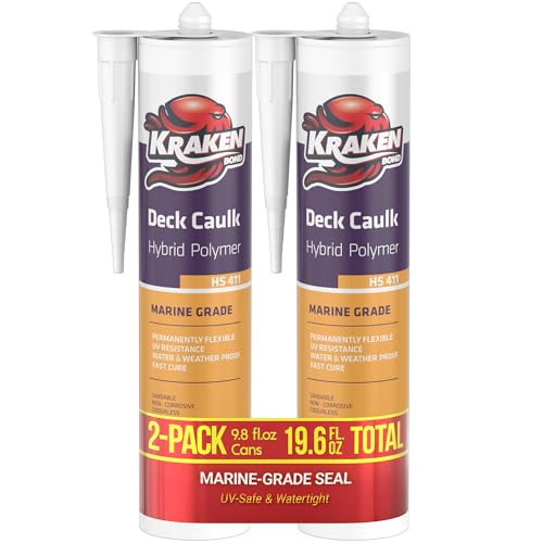 Kraken Bond Black Marine Sealant 5200 - (2x9.8 Fl. Oz) Fast Dry UV Resistant Marine Grade Caulk, Low Odor, Paintable, Waterproof for Boat Maintenance and All Weather Conditions, 2 Pack - size: 2 Pack