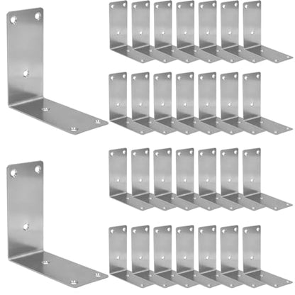 30PCS 304 Stainless Steel Corner Brace for Wood, Heavy Duty Long L Brackets, L Lock Mounting Bracket for Repairing and Reinforcing Wood Cabinets Furniture,（Silver,5X1X1IN - size: 5X1X1IN
