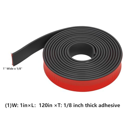 Adhesive Solid Rubber Strips - 1" Wide x 1/8" Thick x 120" Long, Black Neoprene Rubber Gasket Strip Roll for DIY Seal, Weather Striping,Liner,Cushion & Craft - size: 1" W X 120" L, style: 1/8" Thick Adhesive