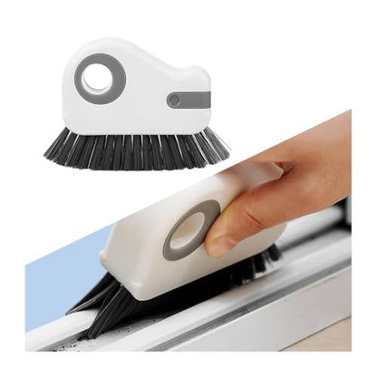 2 in 1 Car Groove Cleaning Brush, Multifunction Vehicle Crevice Cleaner with Hidden Scraper, Automotive Window Seal Sill Sliding Door Track Cleaning Brush, Universal Fit (Gray White) - color: Grey White